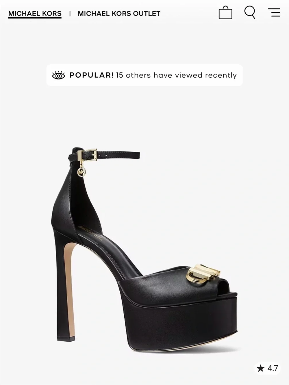 MICHAEL Michael Kors Black Platform Peep-Toe Sandals with Gold MK Accent Sz 10